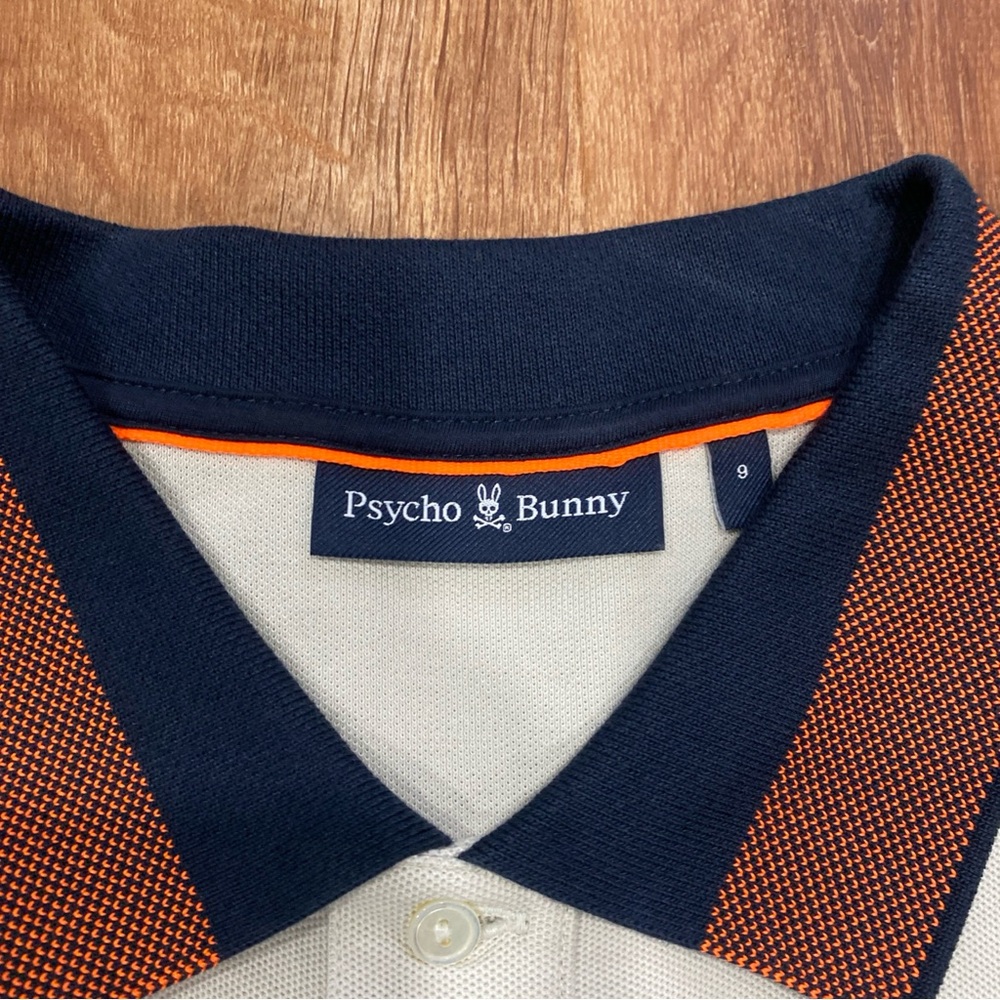 Psycho Bunny Men's Cream Polo with Orange Logo Montebello Pique Polo 100% Cotton - Picture 6 of 11